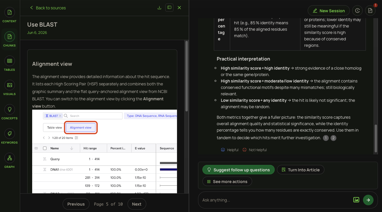 Q&A example with citations