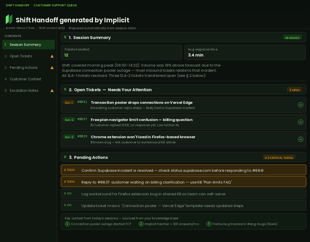 Handoff generator